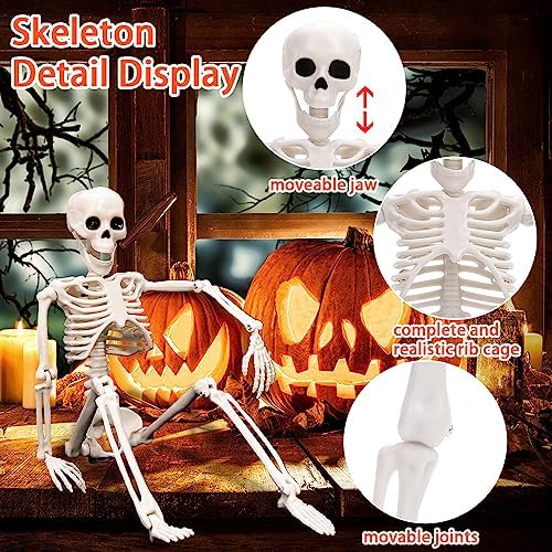 XIMISHOP 2pcs Skeleton Halloween Decoration, 16” Hanging Plastic Skeleton