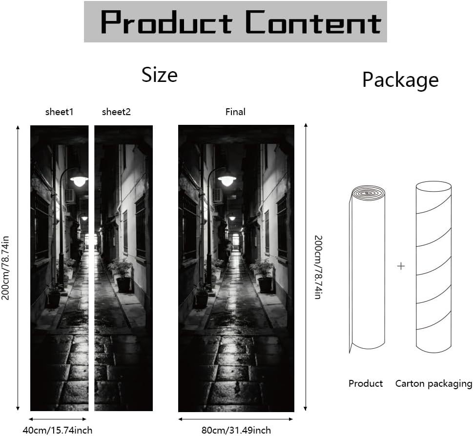 3D Self-Adhesive Door Sticker / Urban Streets / 31.5 x 78.7 / Set of 2