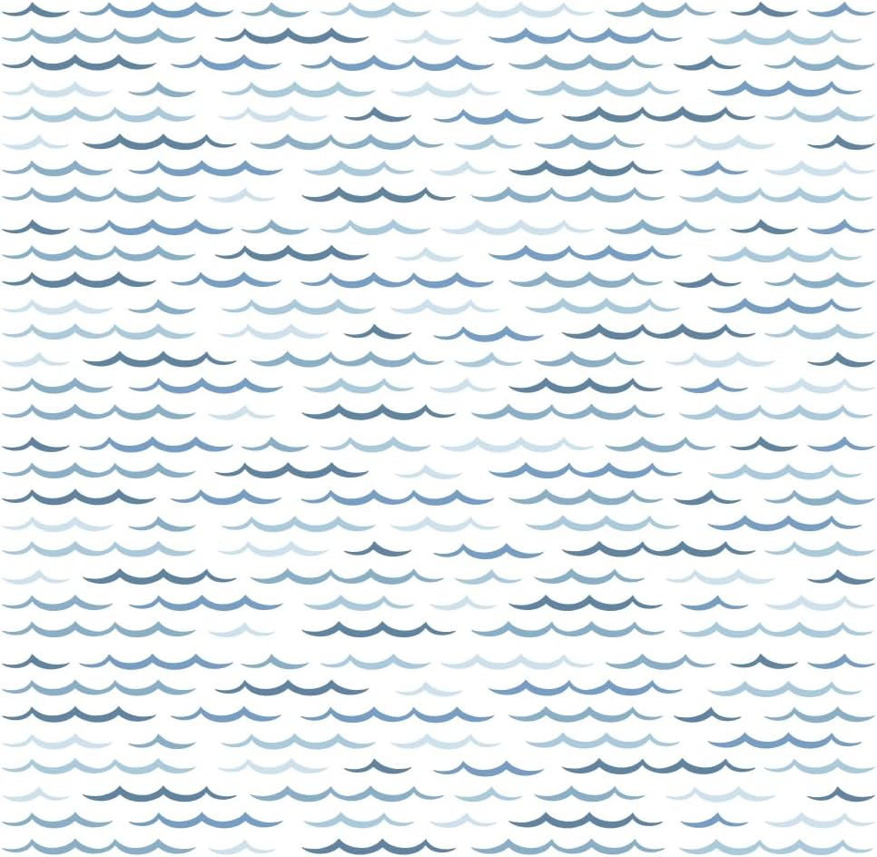 4 Sheets Ocean Wave Wall Stickers Minimalist Sea Waves Wall Decals Curved Lines / Blue / Set of 4
