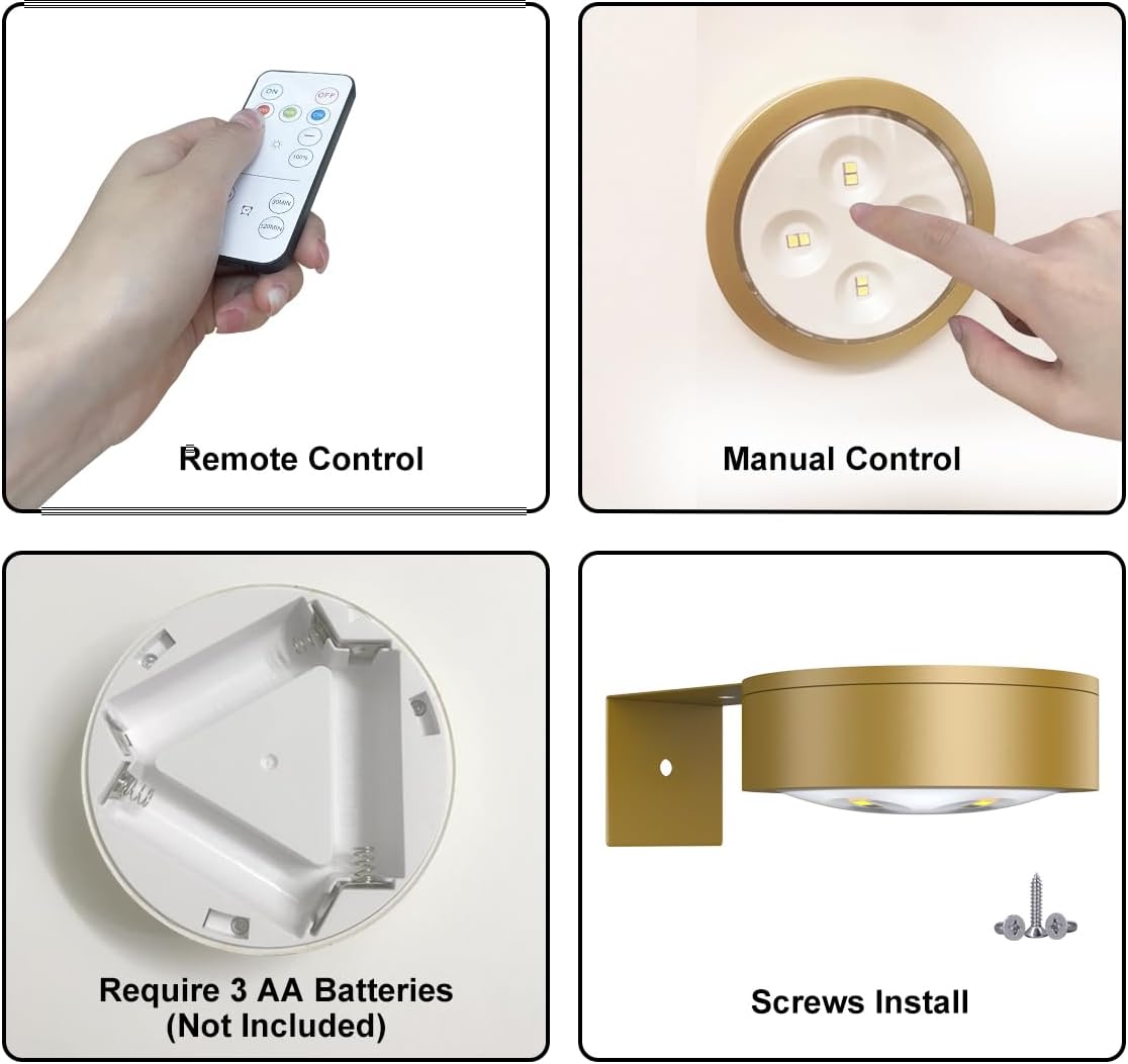 6-Pack Battery Operated Picture Light Magnetic Painting Light with 3 Lighting Modes,Remote and Dimmable Timer Art