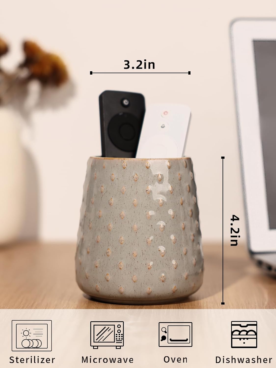 Ceramic TV Remote Control Holder / Grey