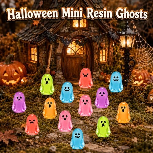 120Pcs Halloween Luminous Mini Resin Ghost Glow in The Dark Figures