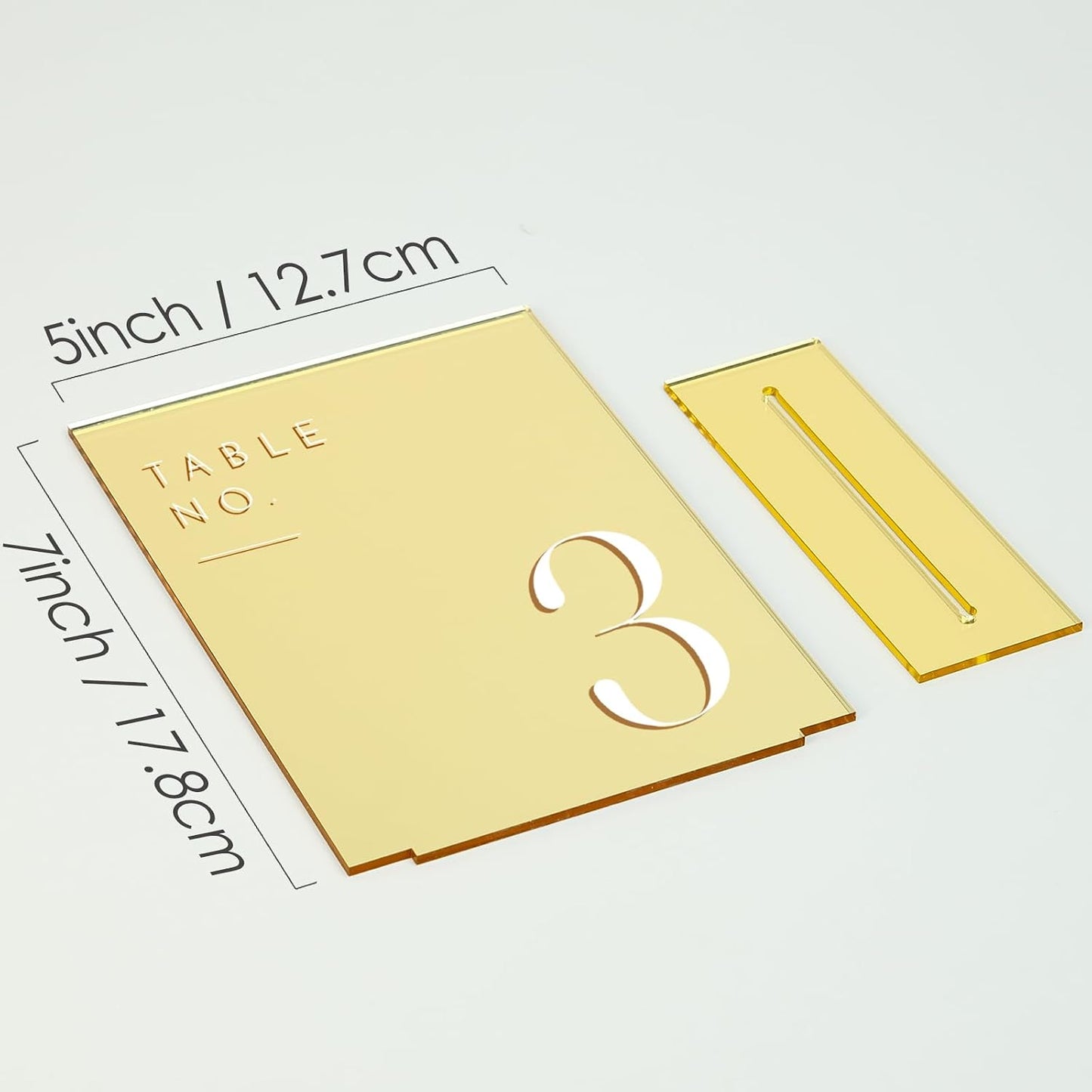 Gold Wedding Table Numbers 1-15 with Stands, 5"x7" Gold Mirror Acrylic Table Numbers, Perfect for Wedding Reception