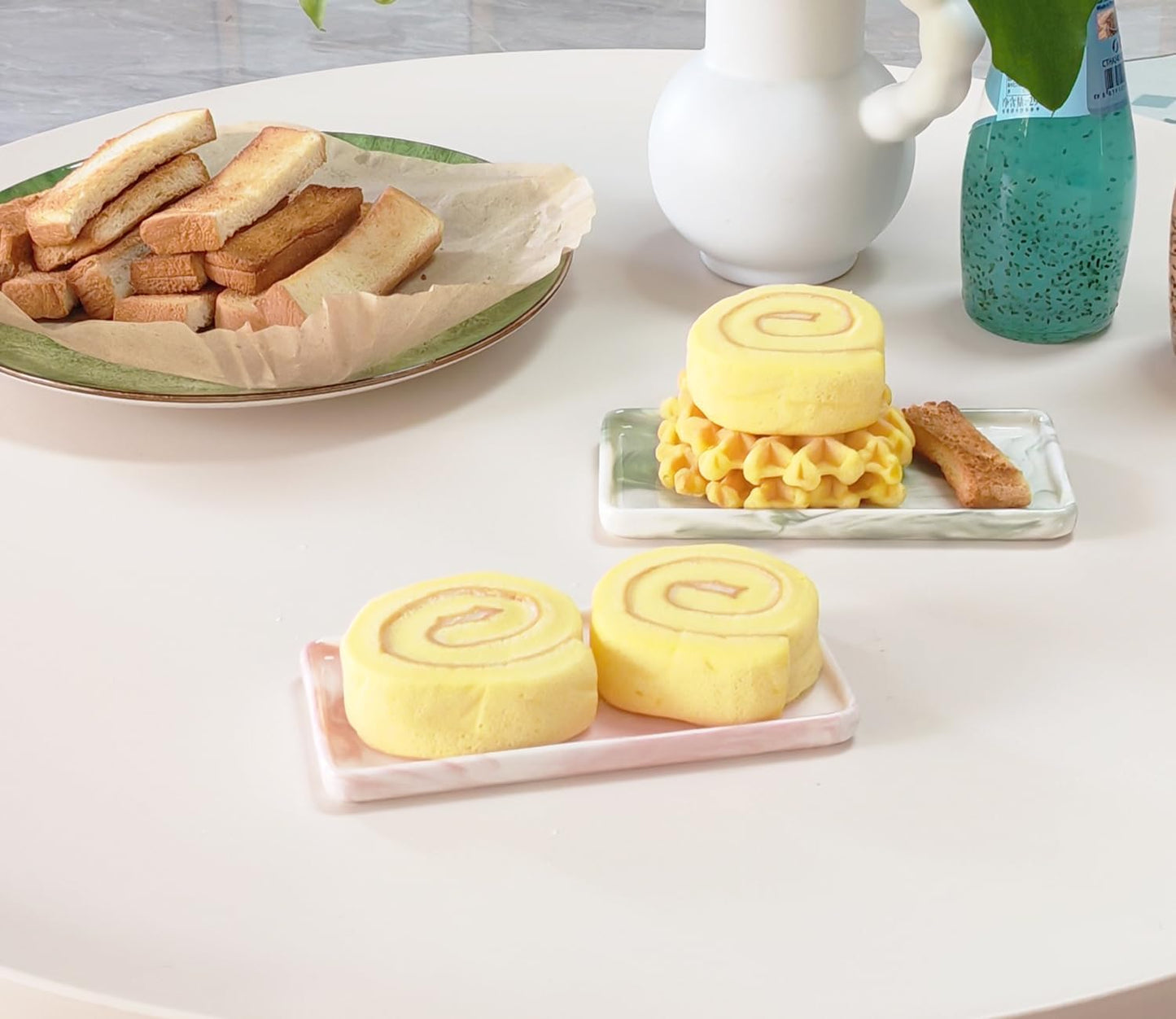 Tiny Ceramic Countertop and Vanity Tray for Cosmetics / 6.4 x 3 x 0.5 / Pink