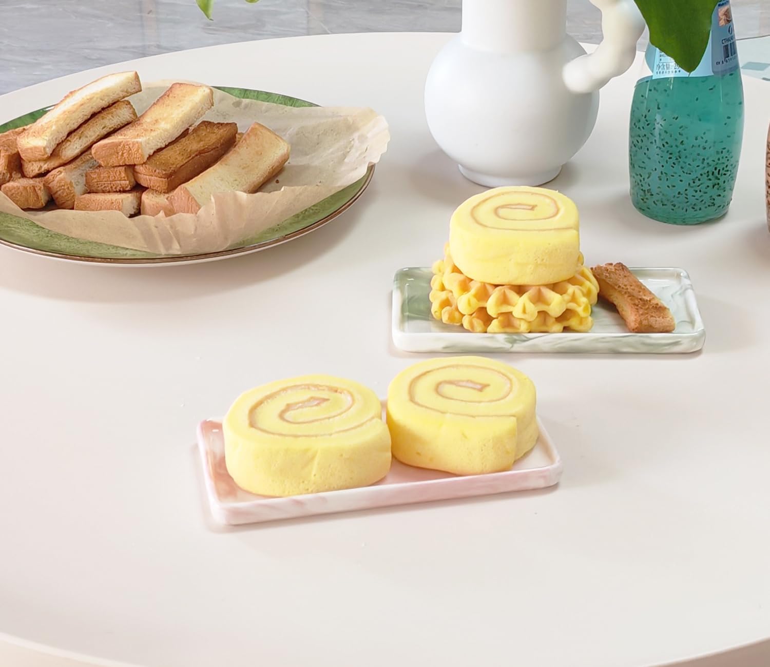 Tiny Ceramic Countertop and Vanity Tray for Cosmetics / 6.4 x 3 x 0.5 / Pink