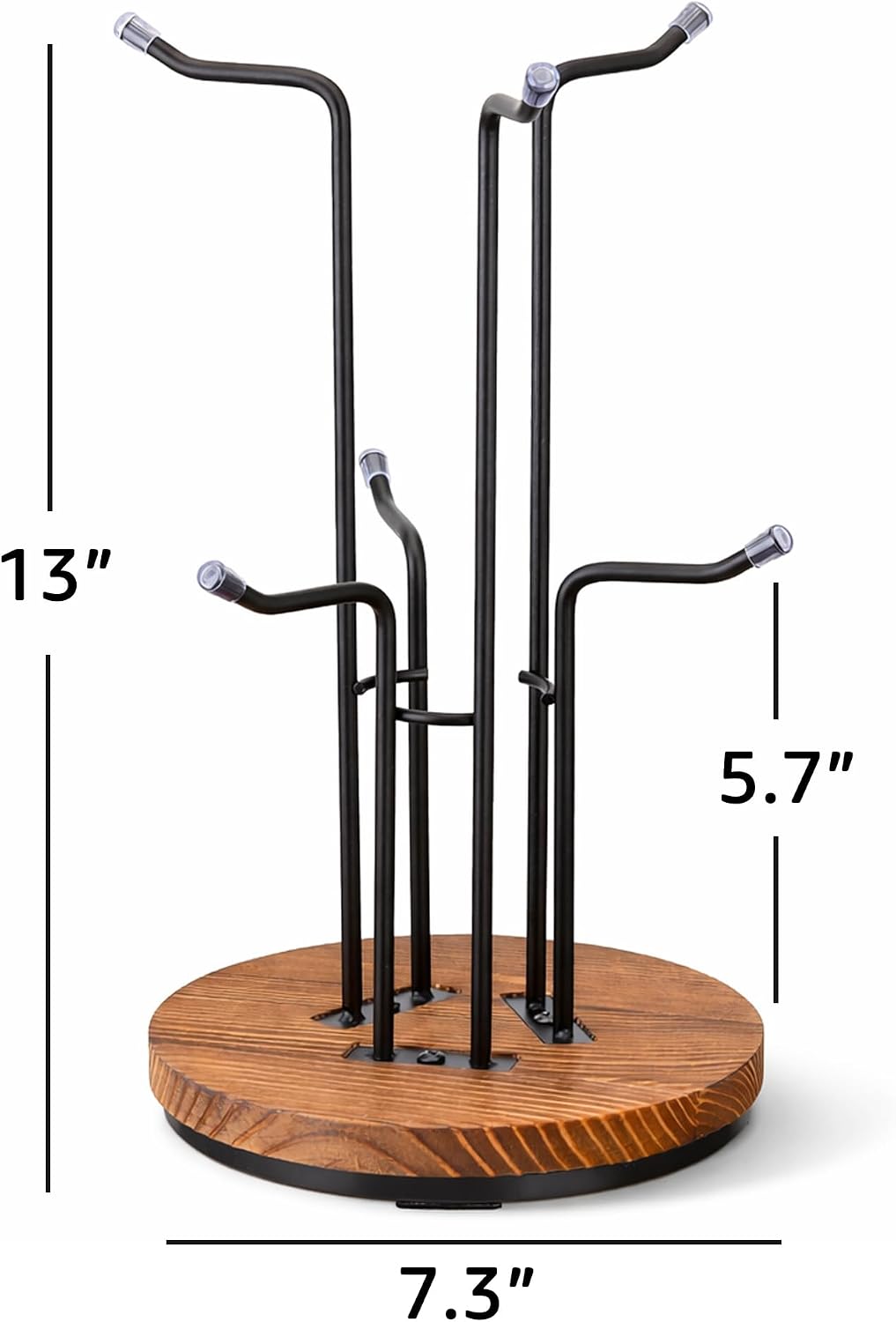 Rotating Large Mug Tree for Counter, Coffee Mug Holder, 6 Hooks | Cup Holder Stand for Countertop, Metal Rack &
