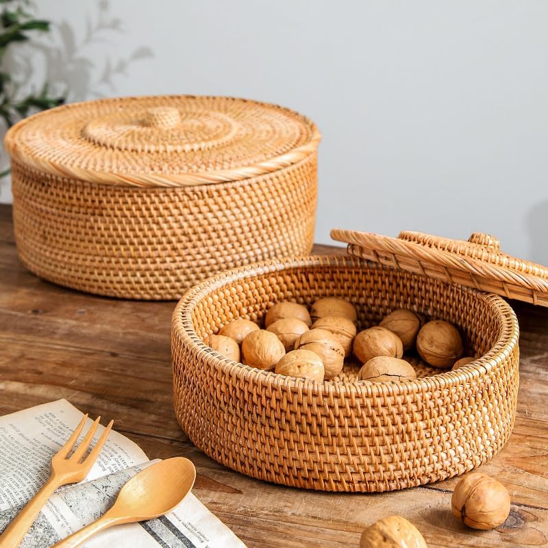 Rattan Basket / Rattan Storage Bin for Shlef or Table
