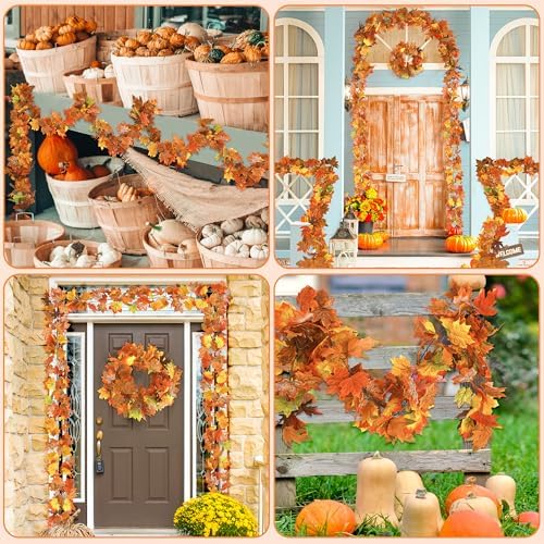 4Pack 23.6FT Fall Maple Leaf Garland for Autumn Thanksgiving Fall Decor