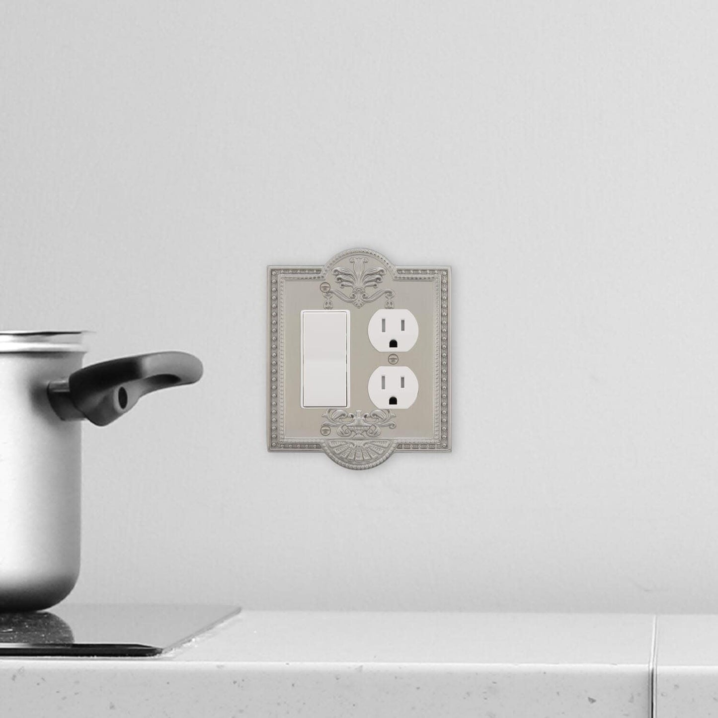 Nostalgic Warehouse Meadows Switch Plate with Rocker and Outlet in Satin Nickel