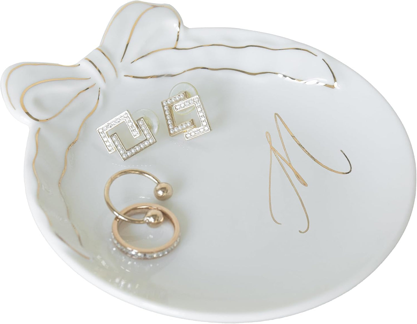 Custom Initial Ceramic Jewelry Tray / M