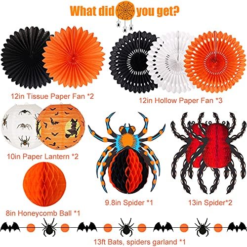 Halloween Party Decorations Hanging Spider Bat Paper Lanterns