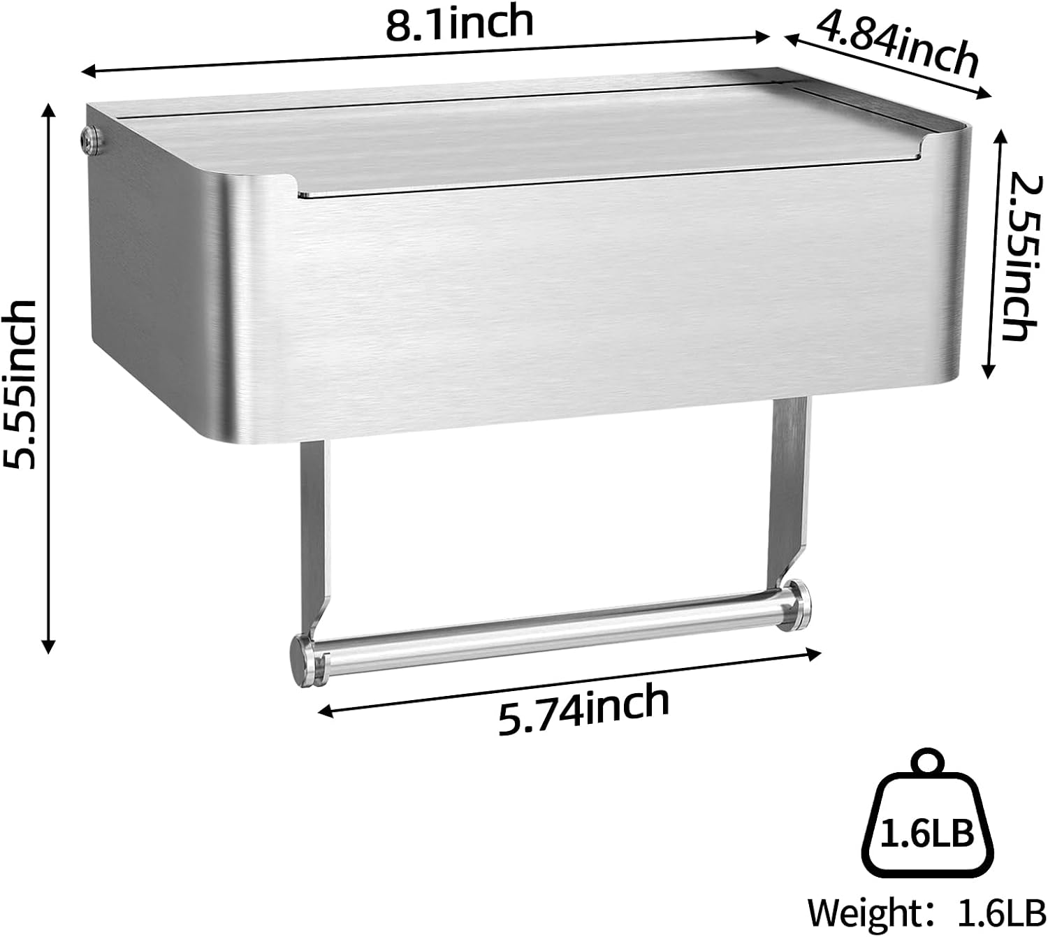 JUYSON Toilet Paper Holder, Toilet Paper Holder with Shelf, Brushed Nickel | Wall Mount, SUS304 Stainless Steel
