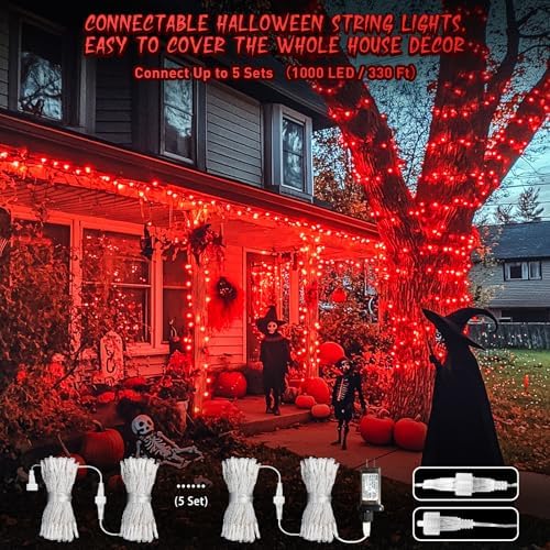 JMEXSUSS 66ft 200 LED Red Halloween Indoor Outdoor String Lights Plug in