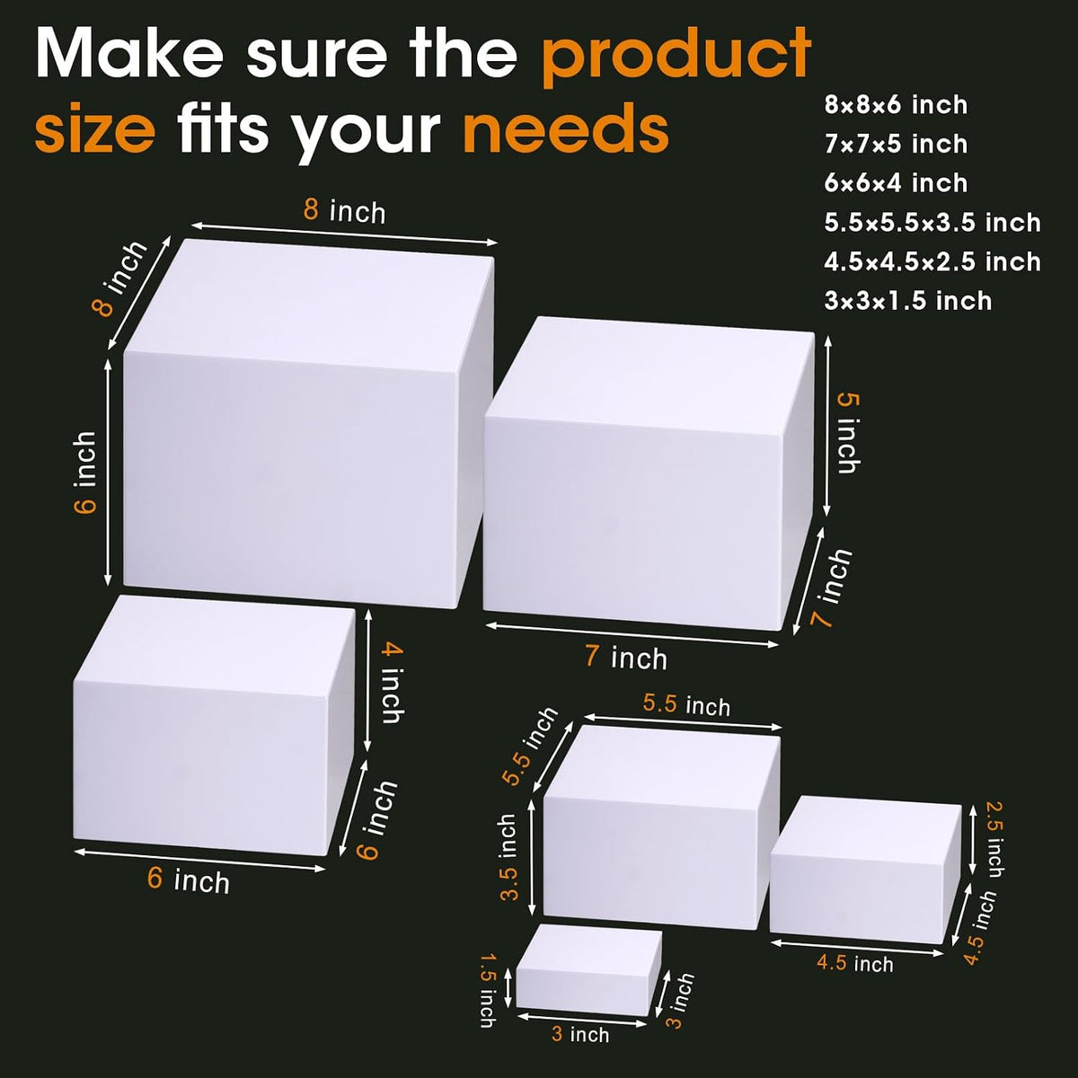 6 Pcs White Buffet Risers and Stands, Food Risers for Buffet Table, Display Stand Shelf for Party, Catering, Jewelry &