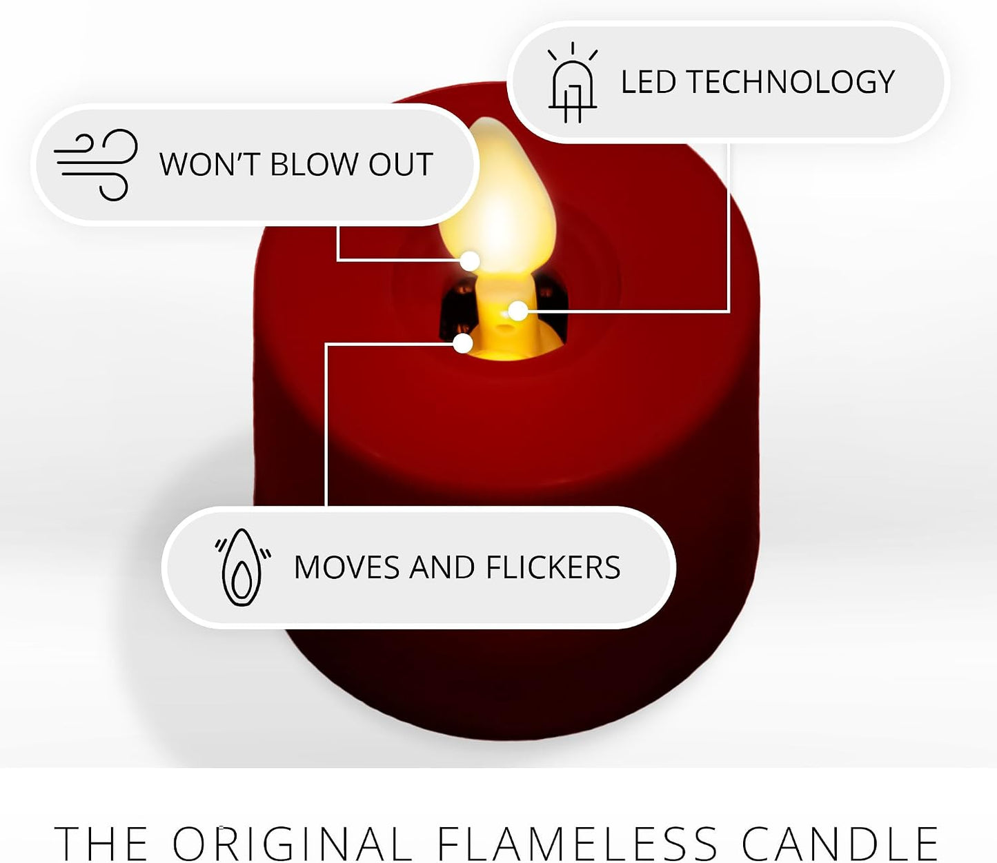 Luminara Moving Flame LED Flameless Tealight (1.4" x 2") Remote Ready Battery Operated Plastic LED Flameless Tea Light