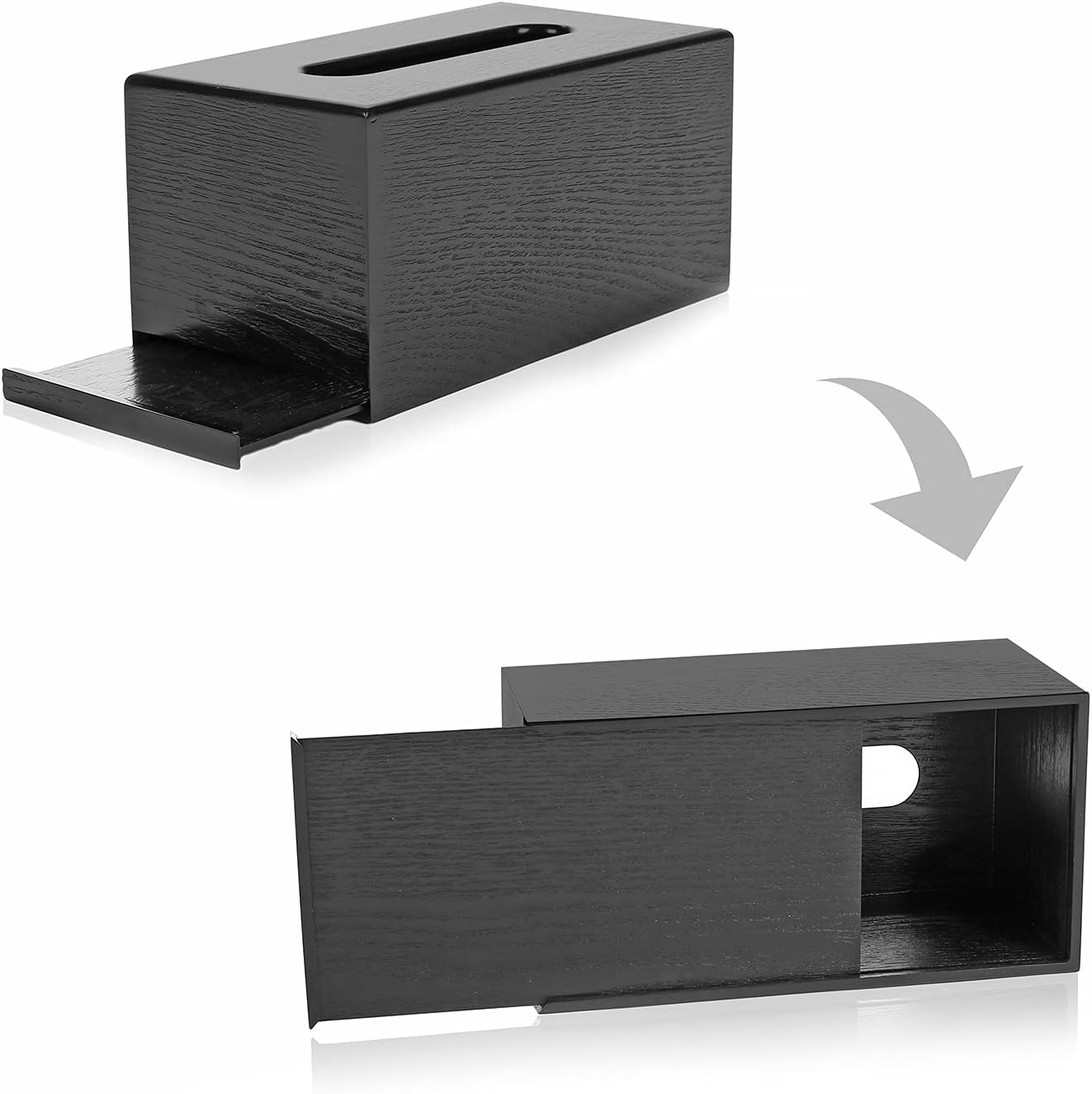 Modern Grain Tissue Box Cover / Black Wood
