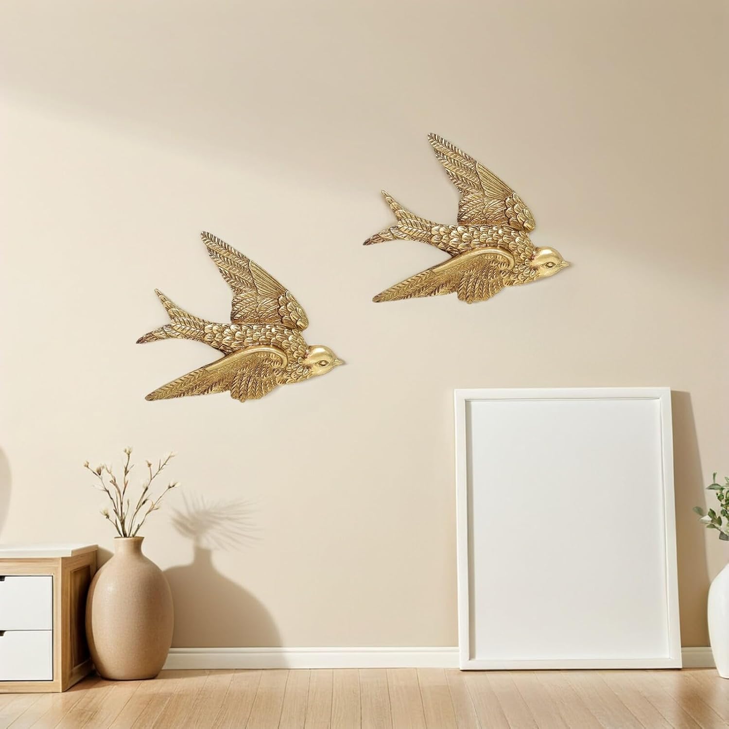 Bird Wall Art Bird Wall Figurine Swallow Wall Sculpture Resin Wall Hanging Decor 3D / Set of 2