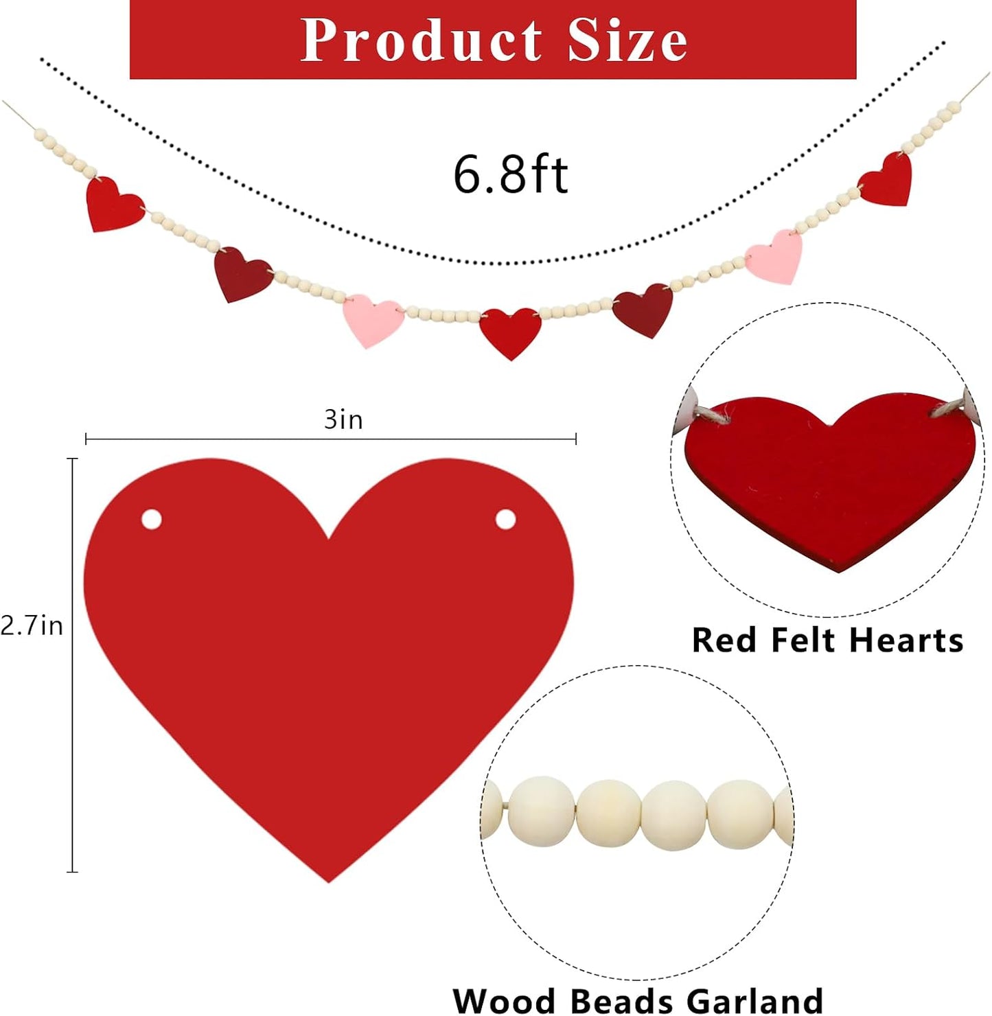 Wood Bead Garland / Red