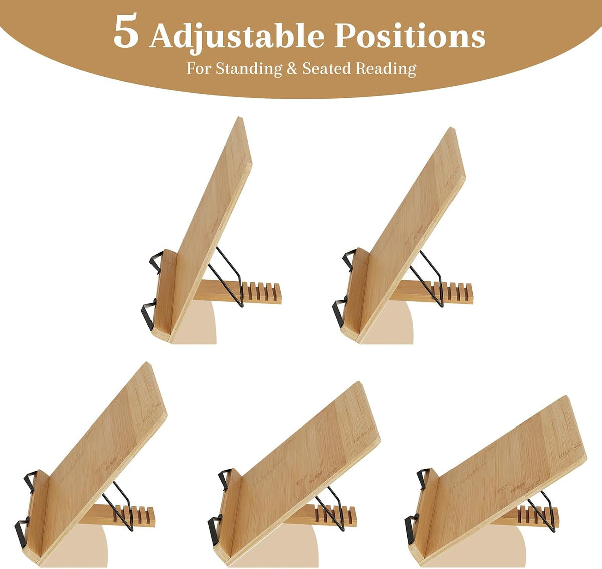 Book Stand, Large Book Holder for Reading Hands Free, Cookbook Stand | Perfect for recipe book, document, textbook