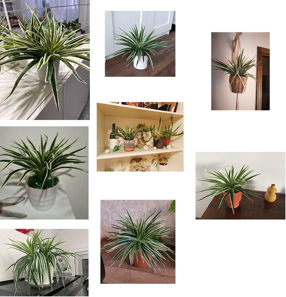 Artificial Spider Leaves Plant Simulation Greenery Grass Faux Chlorophytum Orchid Bush / Set of 3