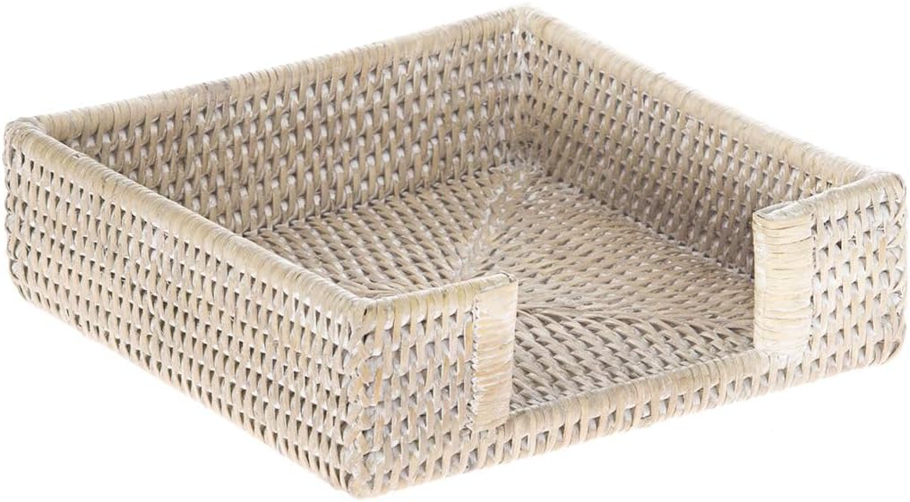 Wicker Napkin Holder Table / White Wash
