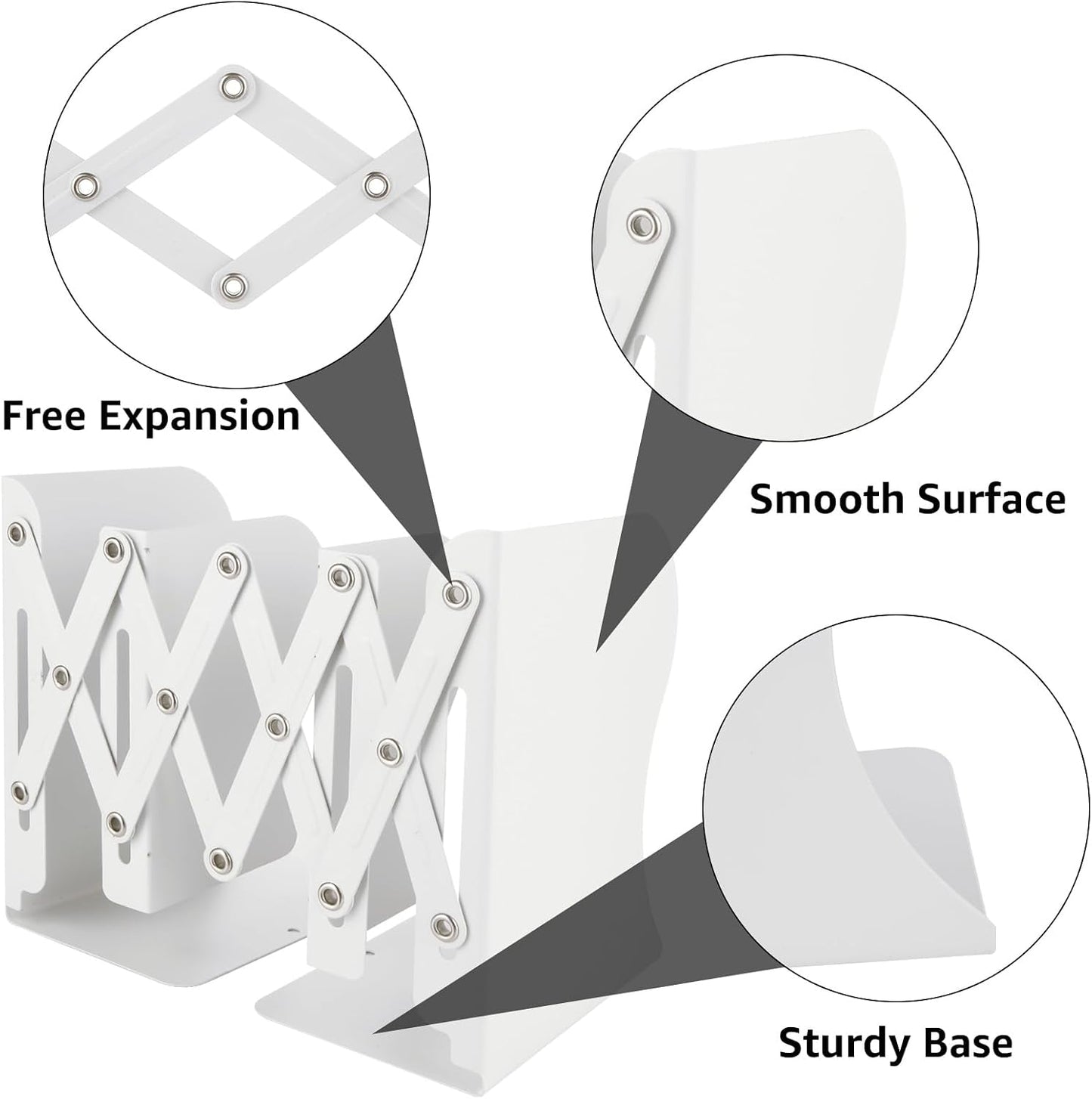 Expandable Metal Book Holder / White / Set of 2