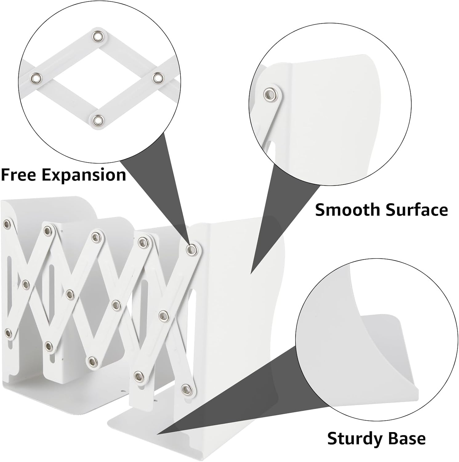Expandable Metal Book Holder / White / Set of 2