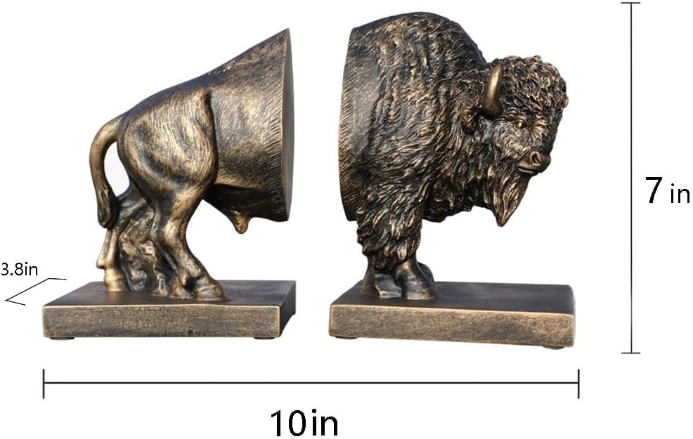 Art bookend / Polyresin Buffalo Bookend / Set of 2