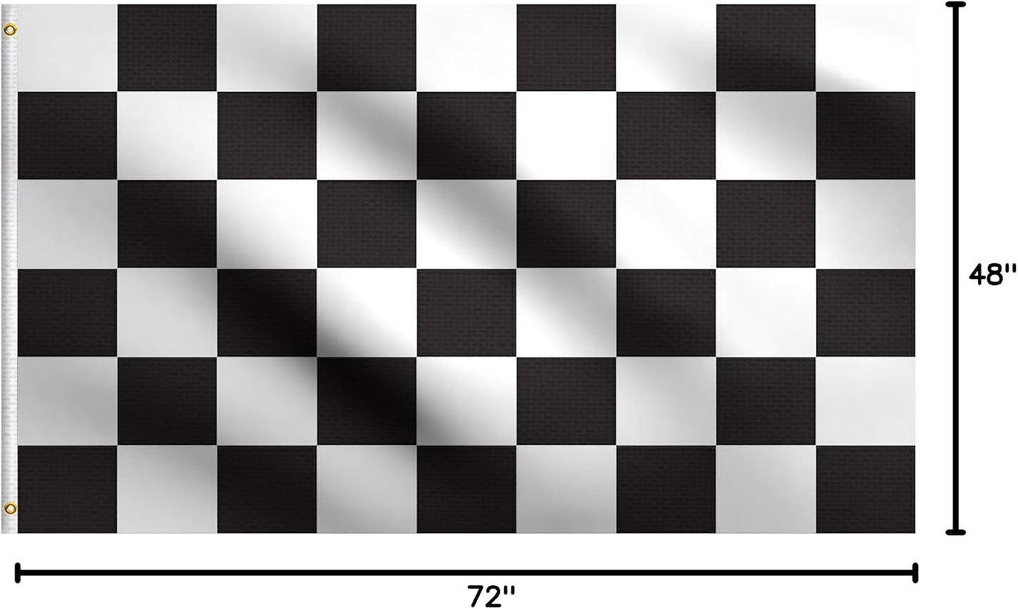 DMSE Checkered Racing and White Squares Race Finished Flag Ft Foot / 4'x6' Ft Foot / Black / 4 x 6