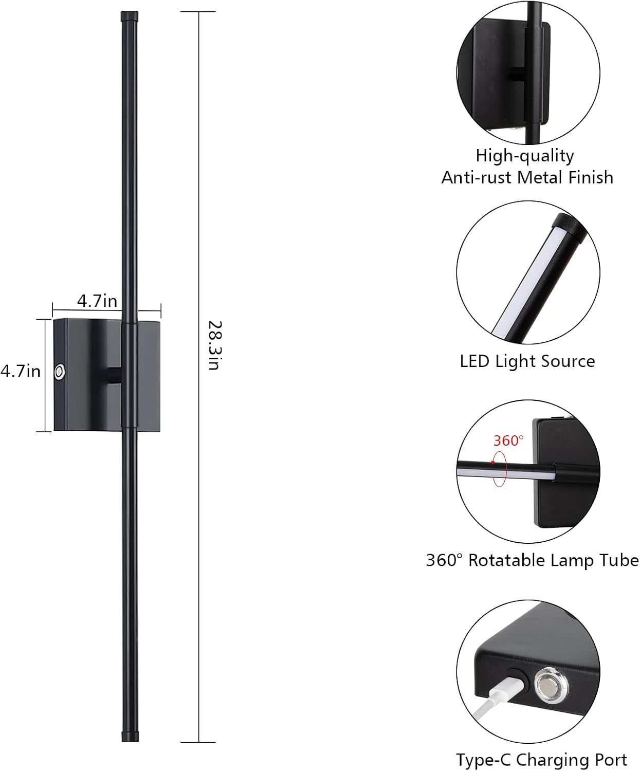 Battery Operated Wall Sconce Set of 2, Wall Sconces 3000K-6000K Dimmable Rechargeable Wall Sconce with Remote Control