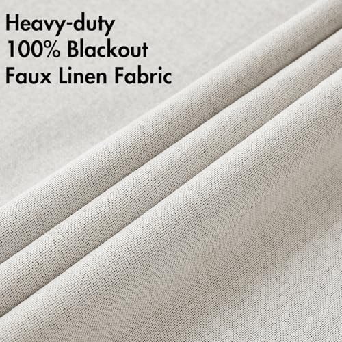 MIULEE 100% Blackout Linen Curtains for Bedroom 52x72 Inches Cream White