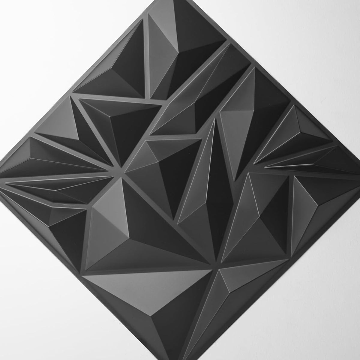 Art3d 50-Pack Modern Diamond Textured 3D Wall Panels, 12 x 12 in, Black | Light PVC, Waterproof, Scratch Proof