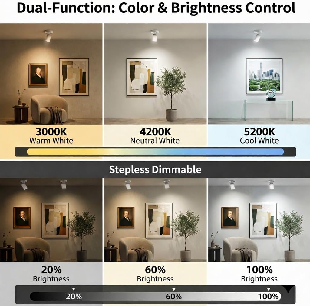 Magnetic Rechargeable Picture Light 2 Pack, Wireless Art Spotlight with Remote & Touch Control, 3 Color Temps Dimmable