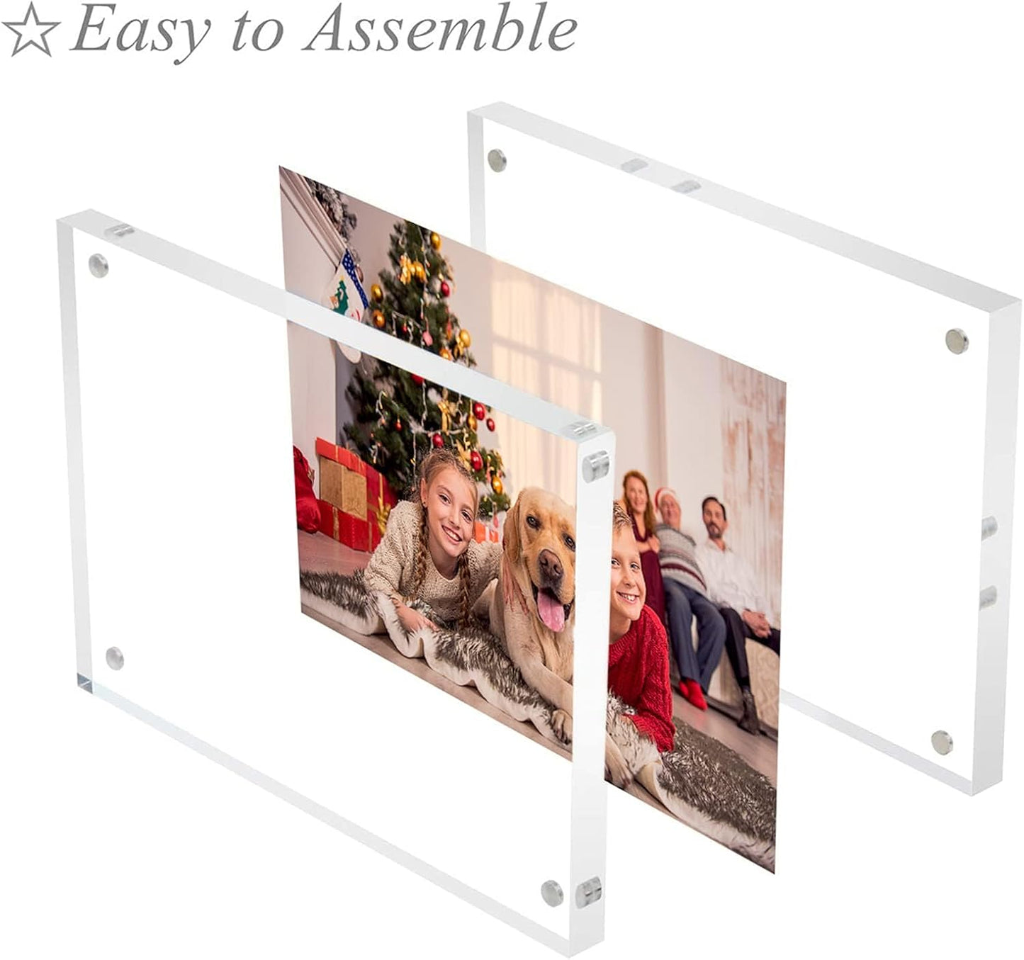 NIUBEE 8x10 Acrylic Picture Frames 3 Pack, Clear Tabletop Double Sided Magnetic Photo Frames | Shatterproof &Safe, 95%