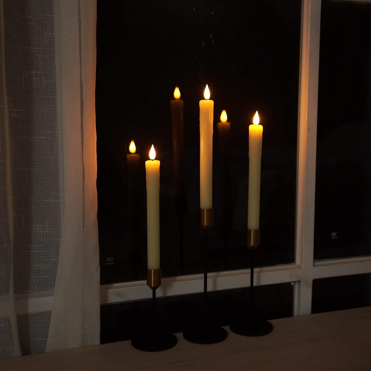 Homemory 24 Pcs Real Wax Flameless Taper Candles with Remote Timer and Dimmer, Battery Operated Candlesticks with
