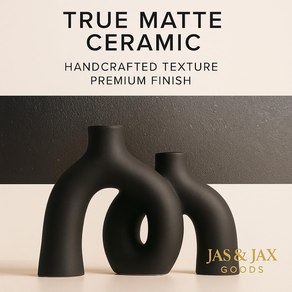 Matte Ceramic Vase Set / Black