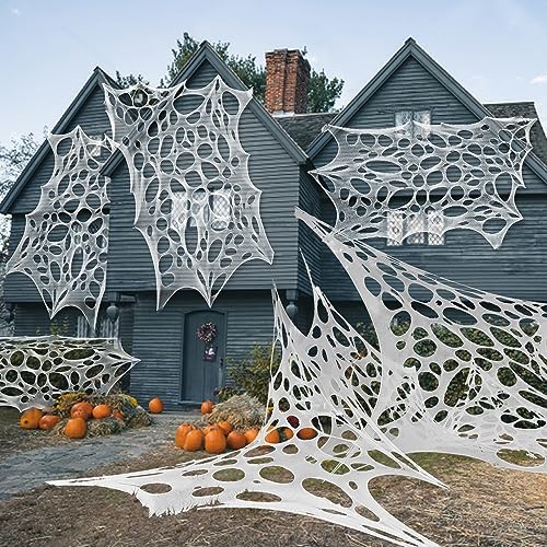 DULEFUN Halloween Spider Web Decorations 13.5ft Giant Stretchy Beef Netting