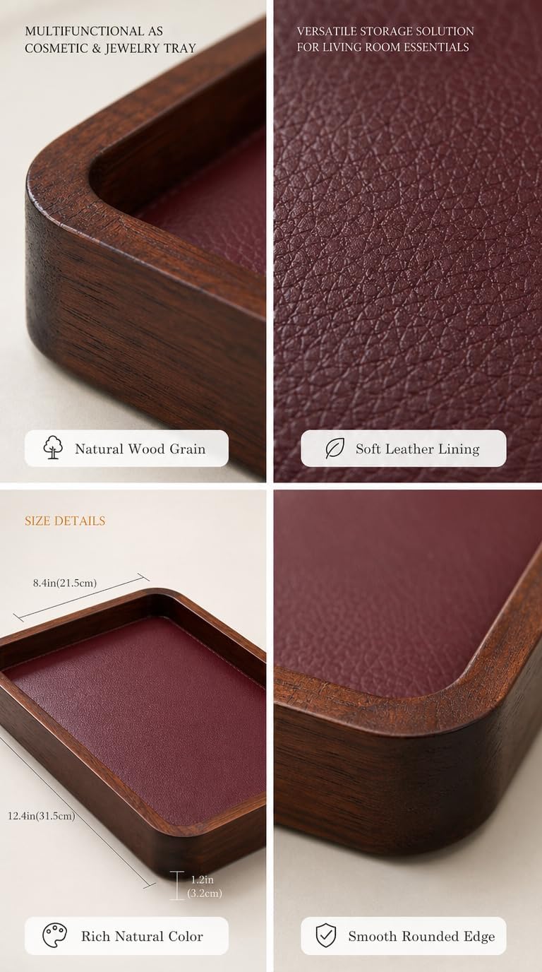 Valet Tray-Light Wood Decorative Key Tray / Brown