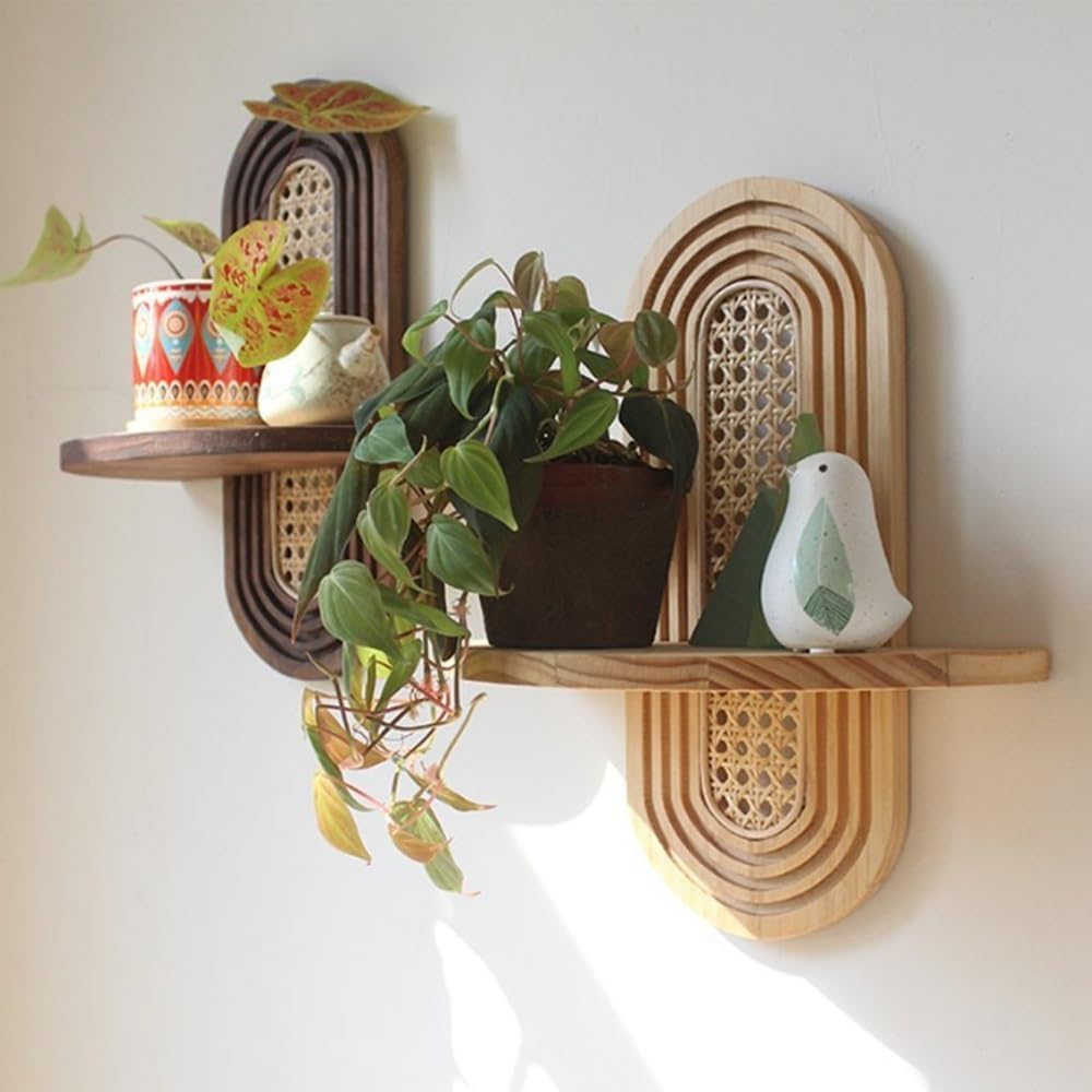 Modern Rattan Wall Shelf / Nature