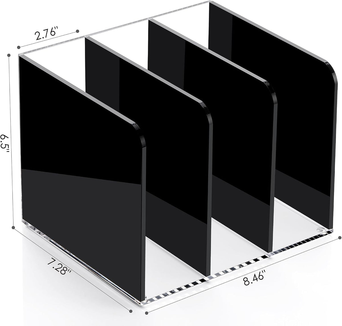 SANRUI Black Acrylic Magazine File Holder Desktap Organizer Folder Sorters | Clear Workspace Document Rack, Bookend