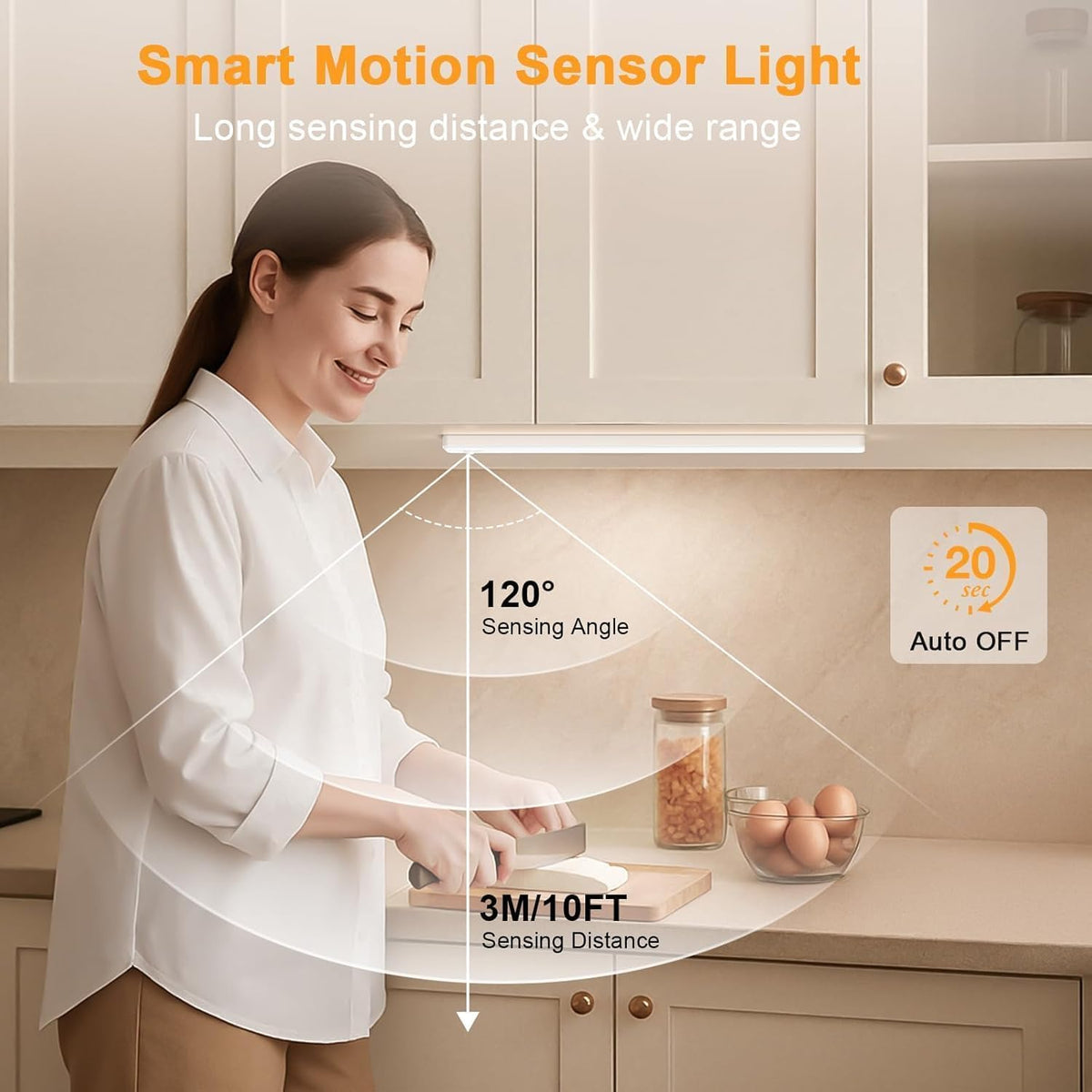 6 Pack 13 inch Under Cabinet Lighting, USB Rechargeable Motion Sensor Light Indoor, Battery Operated Closet Light, LED