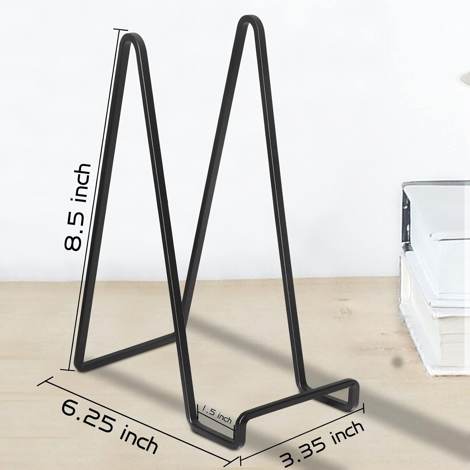 Black Picture Stands for Display Square Plate Holder / Square Black 8.5 Inch / 8.5 Inch / Set of 4