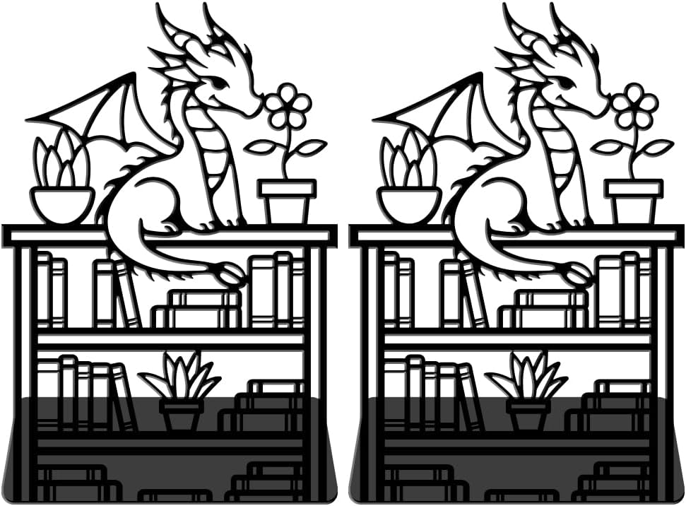 Dragon Reading Book Metal Bookends / Dragon Bookshelf