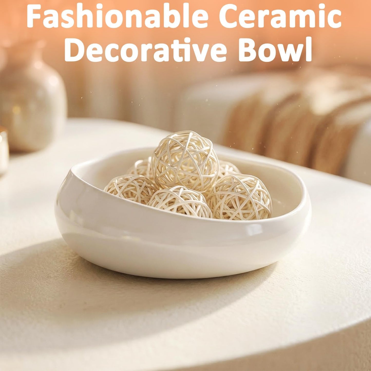 Ceramic Fruit Bowl / White / 8 Inch