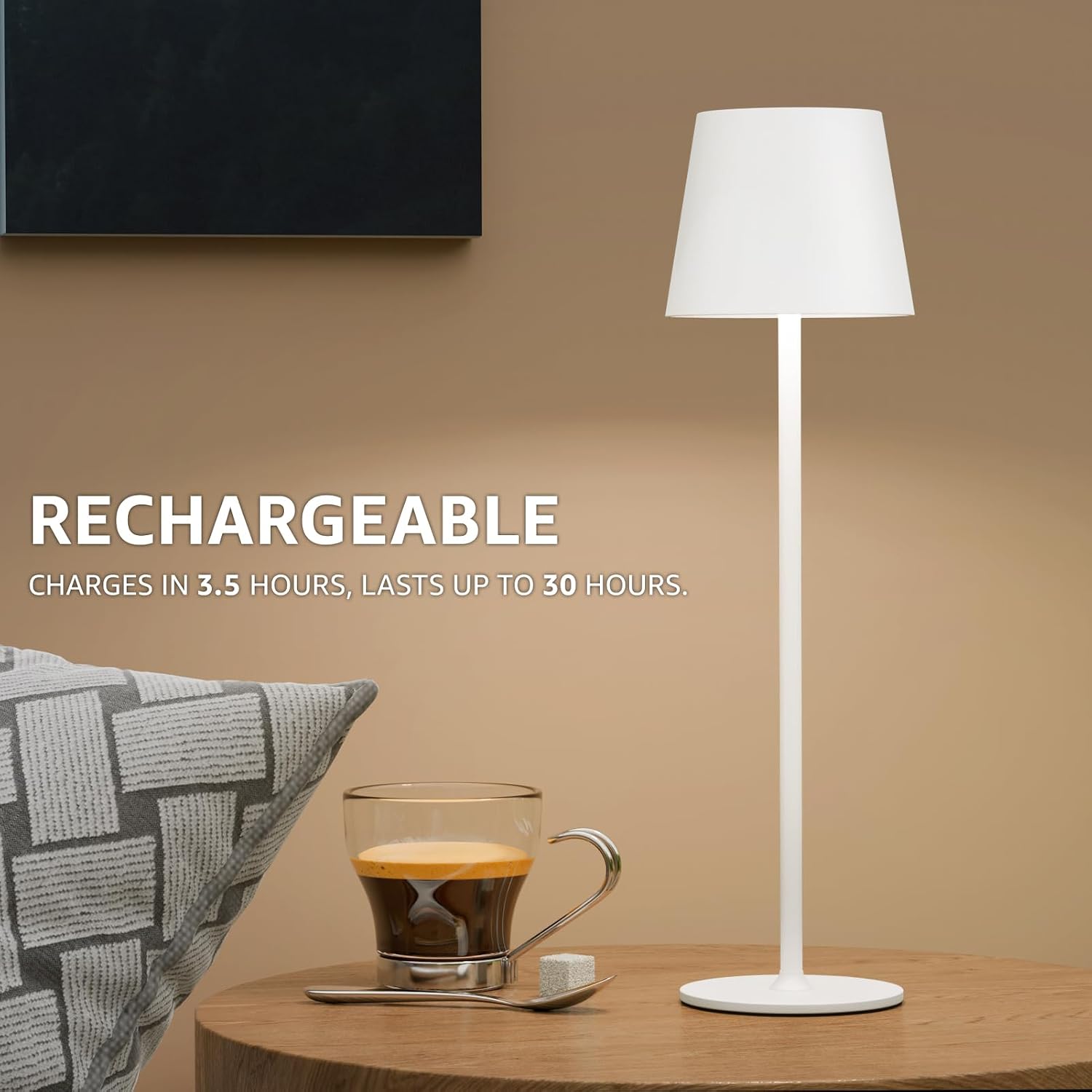 uuffoo 2 Pack Cordless Table Lamp Rechargeable 5000mAH Battery Operated Lights Touch Control LED Portable Desk Lamps 3