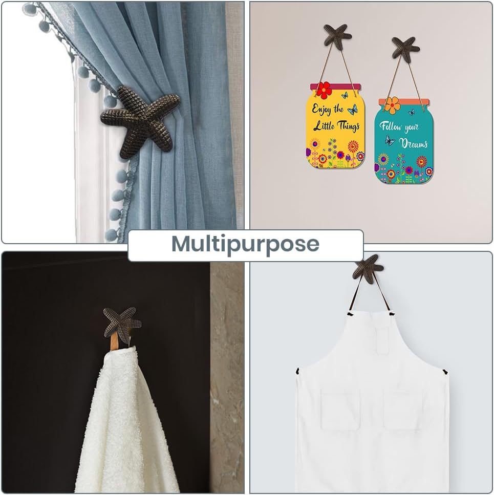 The Metal Magician Metal Nautical Starfish Curtain Holdback & Curtain Holder for Home, Bedroom & Office (Starfish