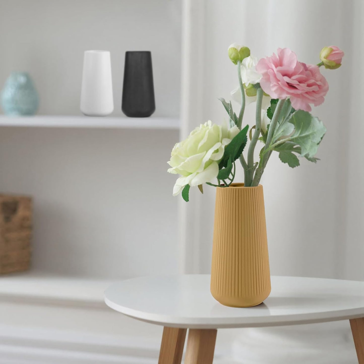 Ceramic Vase / Small Flower Vase for Pampas Grass / Milk Coffee