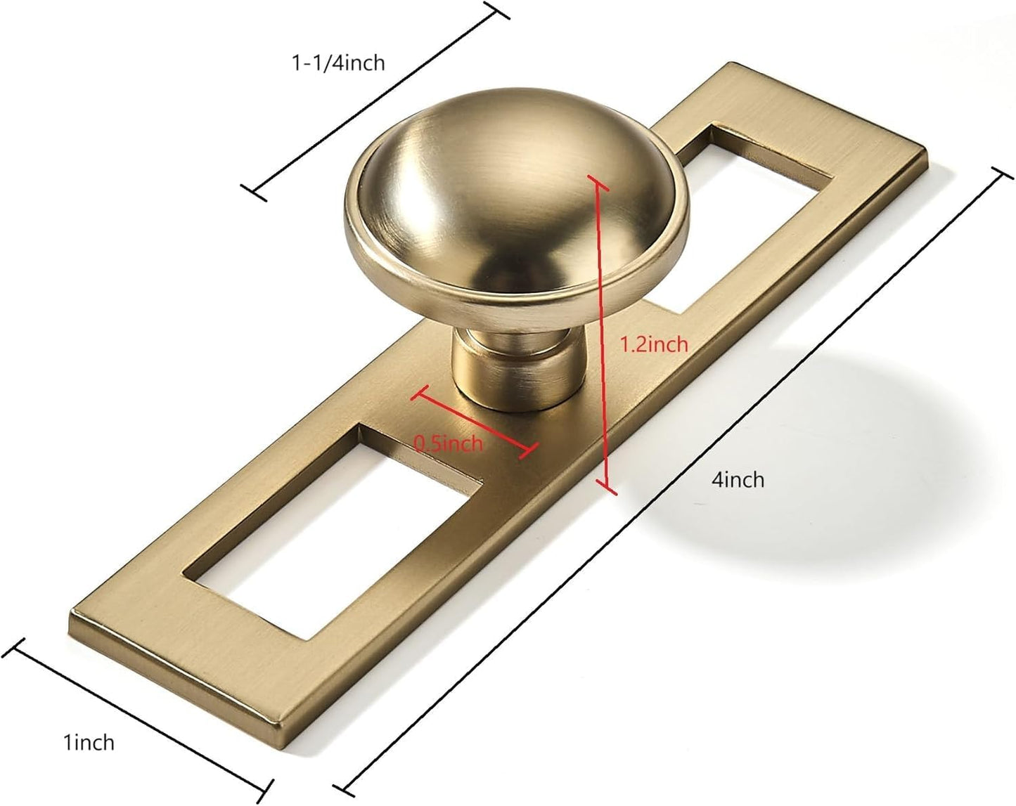 5 Pack 1-1/4 Inch Brushed Brass Cabinet Knobs Backplate with Base Plate Zinc Brushed Gold Kitchen Cabinet Handles