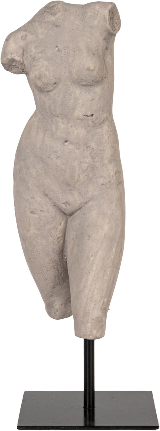 Sculptural Resin Female Figure on Metal Stand / Grey Finish