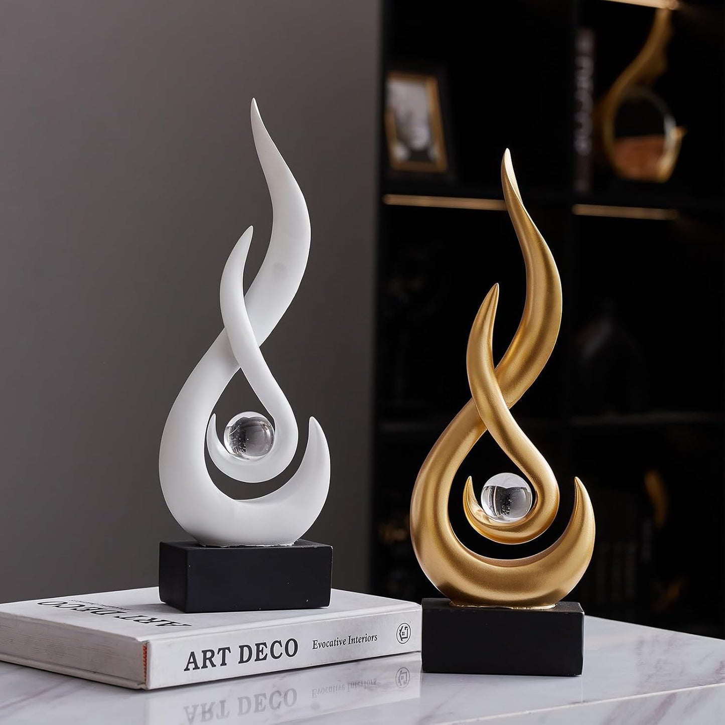 Resin Flame Statue Modern Centerpiece Ornaments / White